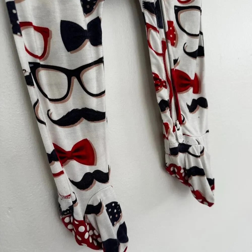 Little Bum Bums Bamboo Mustache and Glasses Sleeper